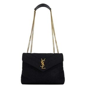 YSL Quilted Tweed Monogram Small Loulou Chain Satchel